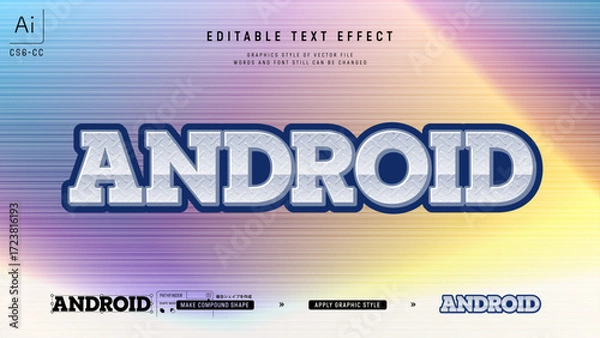 Obraz 工事現場の縞鋼板模様デザインのテキストエフェクト。編集可能なグラフィックスタイルテンプレート。