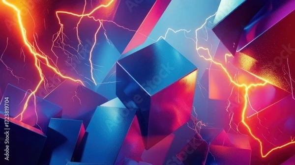 Fototapeta Abstract colorful geometric blocks