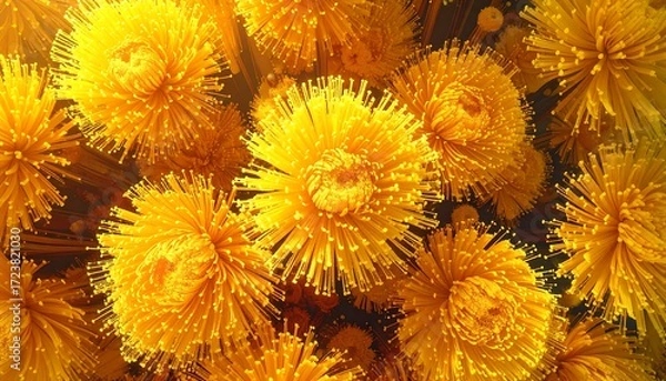 Fototapeta Abstract vibrant yellow flower clusters