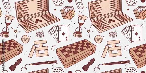 Fototapeta A pattern of hand-drawn board games.