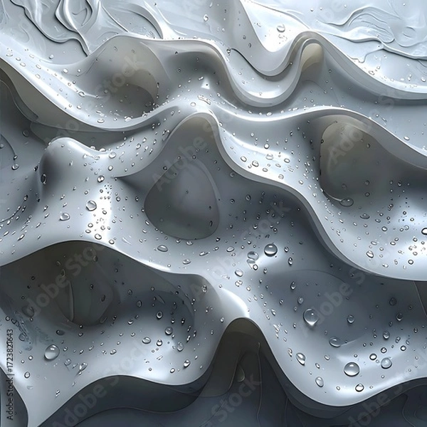 Fototapeta Abstract wavy forms with water droplets