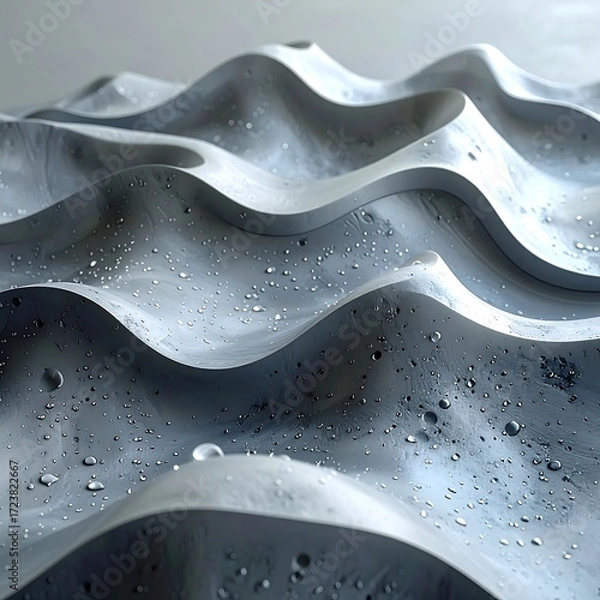 Fototapeta Abstract wavy surface with water droplets