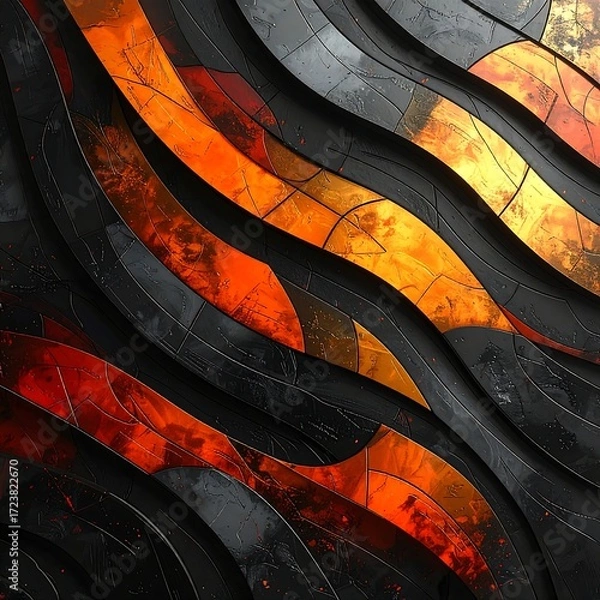 Fototapeta Abstract wavy metallic surface