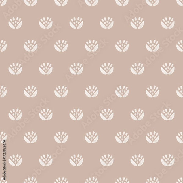 Obraz Seamless simple pattern with small watercolor flowers on brown. Hand painted vintage floral print.