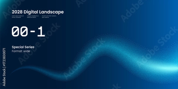 Fototapeta Abstract Tech Dots Digital Technology Blue Vector Shape Background. Artificial Intelligence Big Data Code Wavy Line Spray Flow Concept. Neon Future Science Wave Fiber Connect Backdrop Illustration