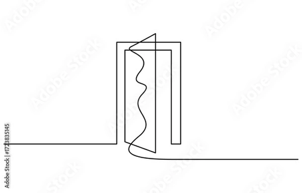 Fototapeta Open door with one continuous line. Single line editable drawing vector illustration