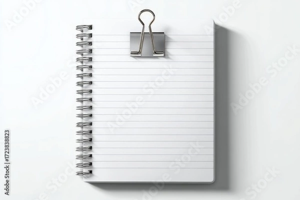 Fototapeta Top view spiral notebook with binder clip