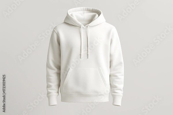 Fototapeta Minimal White Hoodie Mockup with Soft Dome Angle – Clean Studio Background