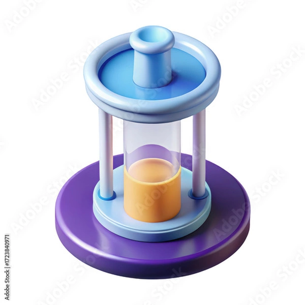 Fototapeta Stylized hourglass cartoon render time management concept smooth pastel colors 3d illustration isolated on transparent background