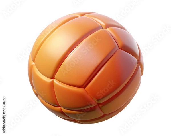 Fototapeta Stylized orange volleyball ball rendering precise details textured surface sport equipment 3d illustration isolated on transparent background