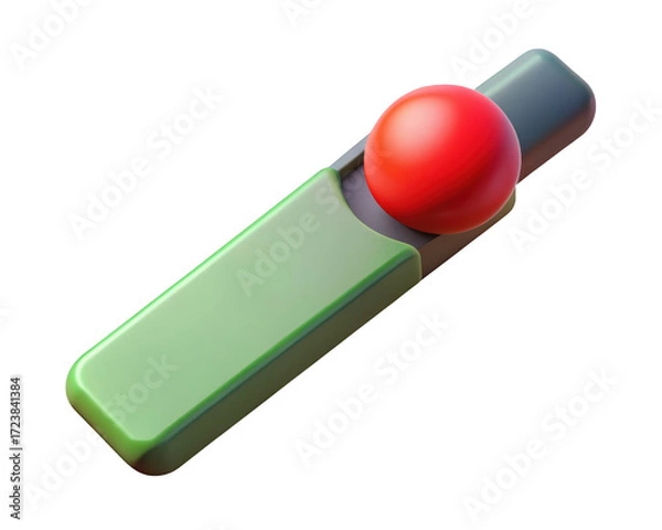 Fototapeta Stylized slider switch design with red ball green and grey colors 3d illustration isolated on transparent background