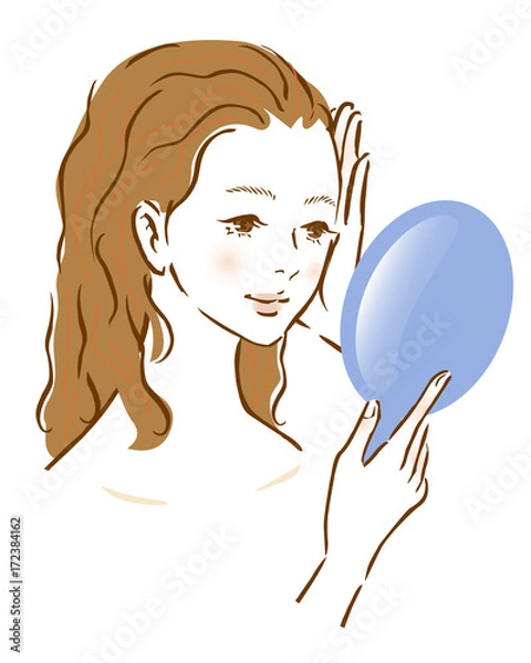 Obraz 女性　カラーリング　髪　鏡