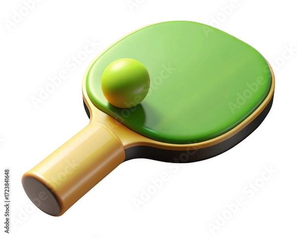 Fototapeta Table tennis paddle with ball sport equipment leisure activity recreation game ping pong 3d illustration isolated on transparent background