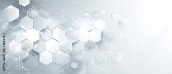 Fototapeta Abstract geometric pattern of white hexagons on a light gray background