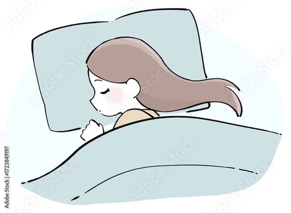 Obraz 横向き寝している女性