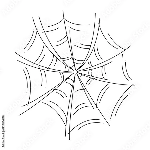 Fototapeta The web as a symbol of Halloween. Black hand drawn illustration.