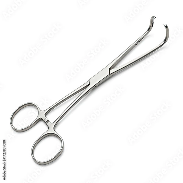 Fototapeta surgical forceps on white background