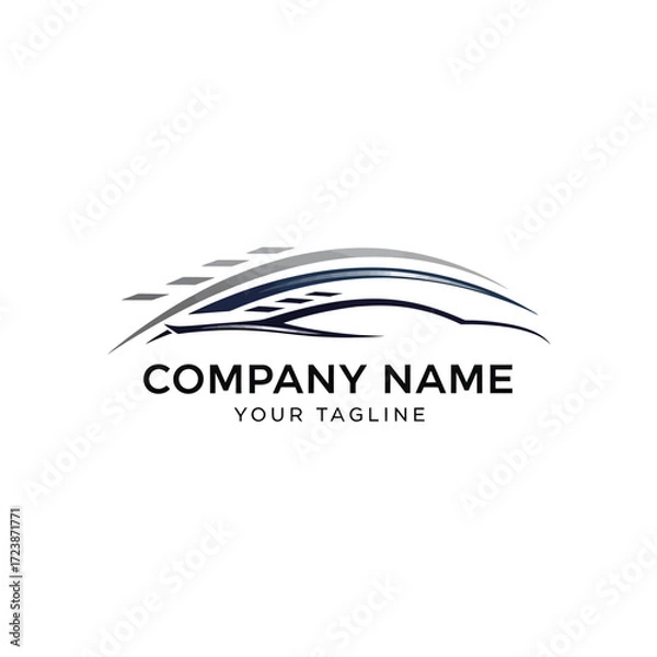 Fototapeta A modern logo design featuring a car silhouette with a bridge-like structure and text below.