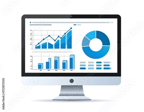 Obraz Computer monitor with business graphs