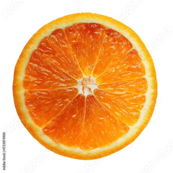 Fototapeta Fresh orange slice isolated white symbolizing vitamin rich fruits healthy lifestyle natural energy citrus branding wellness concepts and refreshing visuals