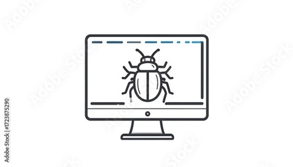Obraz Computer screen with bug icon