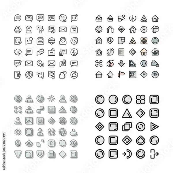 Fototapeta Neo Minimal Negative Space Line Art Vector Icons, Bold Scalable Outline Pack.