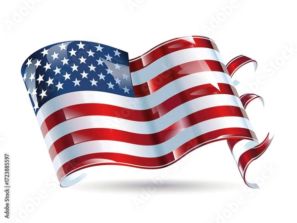 Fototapeta A captivating glossy american flag illustration conveying patriotism and national identity