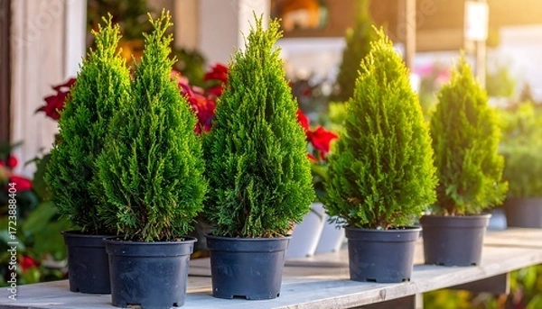 Obraz Conifer plants in pots