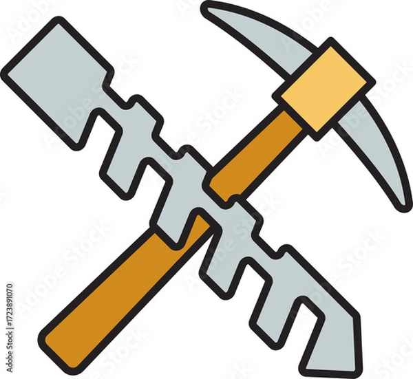 Fototapeta mining tool pickaxe and drill icon