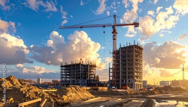 Obraz Construction site at sunset (1)