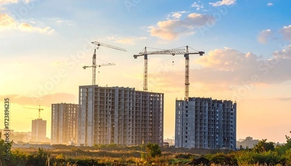 Obraz Construction site at sunset