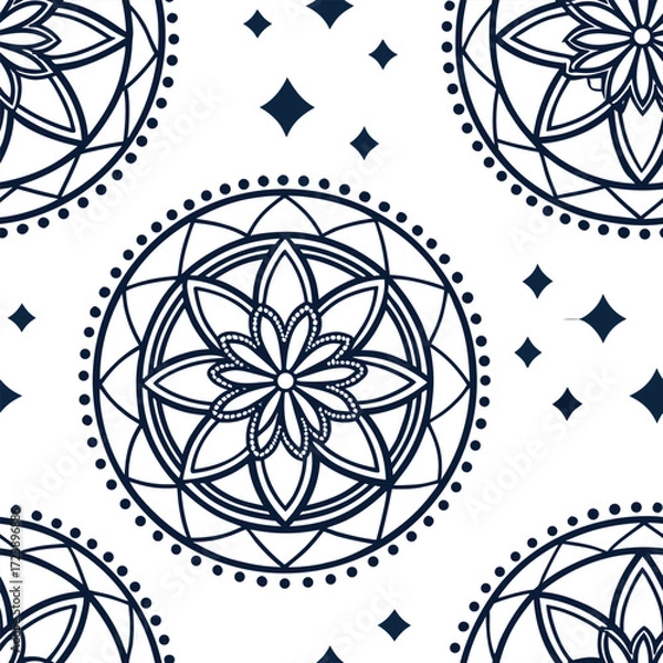 Fototapeta Intricate crystal gem mandala illustration with shiny diamond geometric patterns scalable vector graphic vector