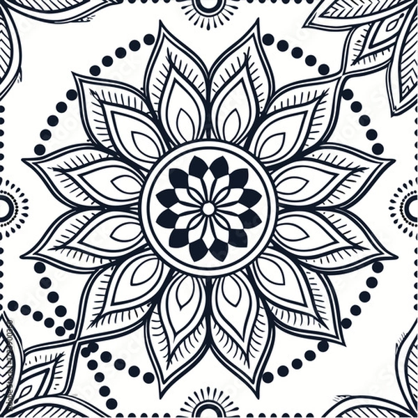Fototapeta Intricate mehndi henna mandala design vector illustration fusion of modern and traditional art vector