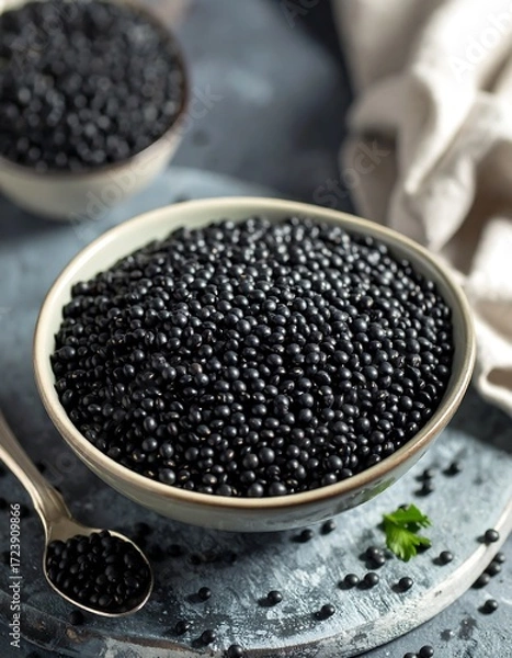 Obraz Black lentils in a bowl