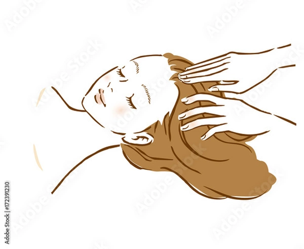 Obraz 女性　頭皮マッサージ　美容　ヘッドスパ