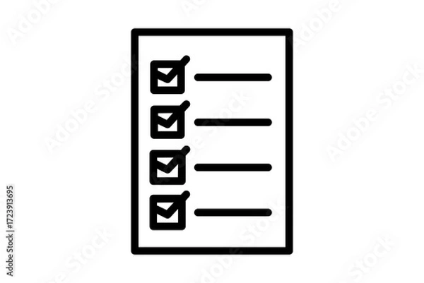 Obraz Vector illustration of a list icon with lines accompanied by checkmarks. Represents completed tasks, checklists, organization, productivity, approval, and planning. Simple and modern style, ideal for 
