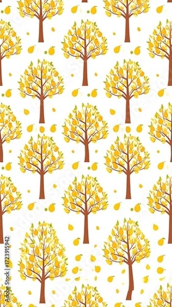 Fototapeta Autumn trees seamless pattern