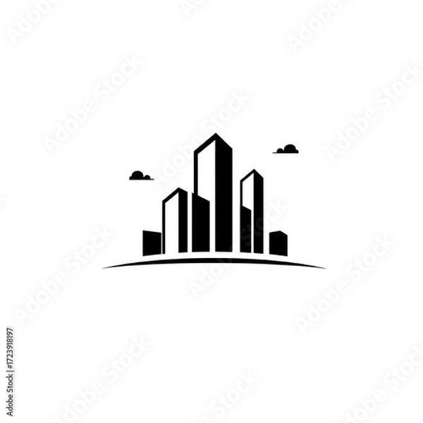 Fototapeta Construction company logo, minimalist abstract house silhouette with strong geometric lines, modern vector design, professional and trustworthy style