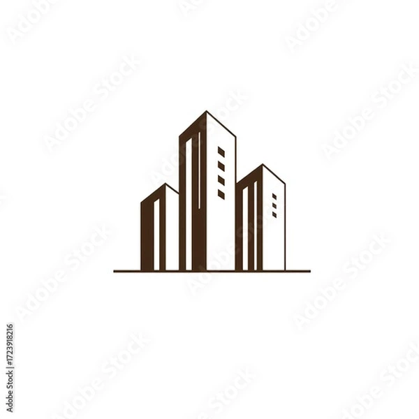 Fototapeta Construction company logo, minimalist abstract house silhouette with strong geometric lines, modern vector design, professional and trustworthy style