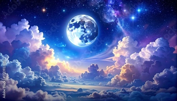 Obraz Cosmic clouds, moonlit sky