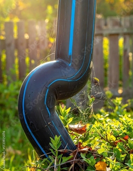 Obraz Black pipe elbow in garden