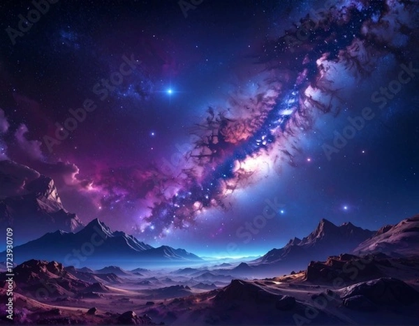 Obraz Cosmic landscape with vibrant nebula