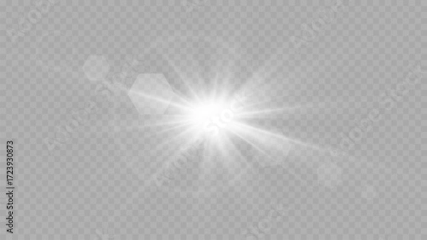 Fototapeta Vector transparent sunlight special lens flare light effect. PNG. Vector illustration	