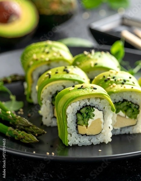 Obraz Fresh avocado sushi rolls