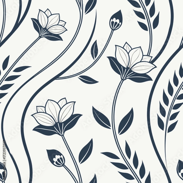Fototapeta Seamless floral pattern background with flowers and leaves design