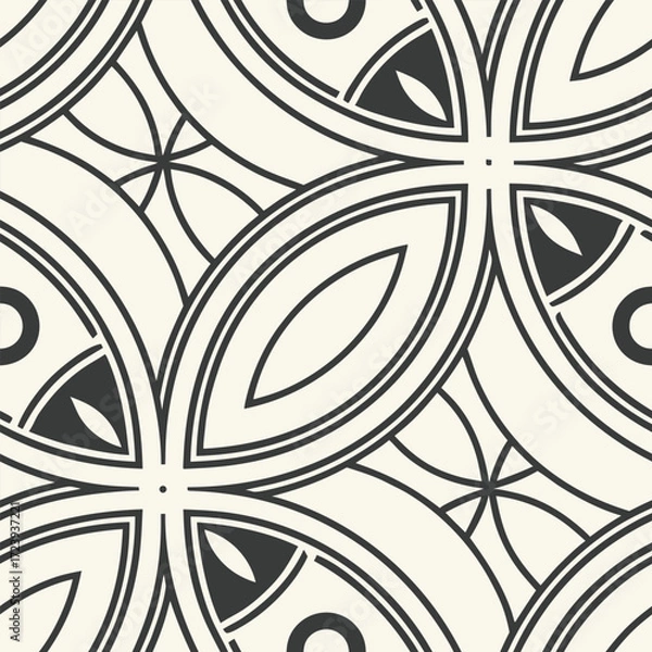 Fototapeta Abstract black and white seamless floral pattern background design