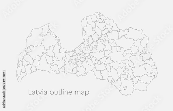 Fototapeta Vector map of country Latvia divided on regions