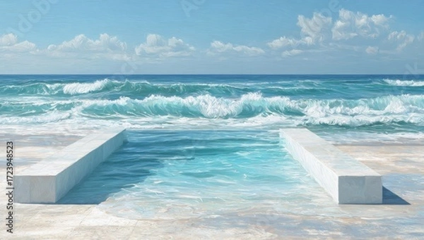 Obraz Calm ocean view, serene pool