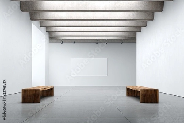Obraz Modern gallery interior with empty canvas