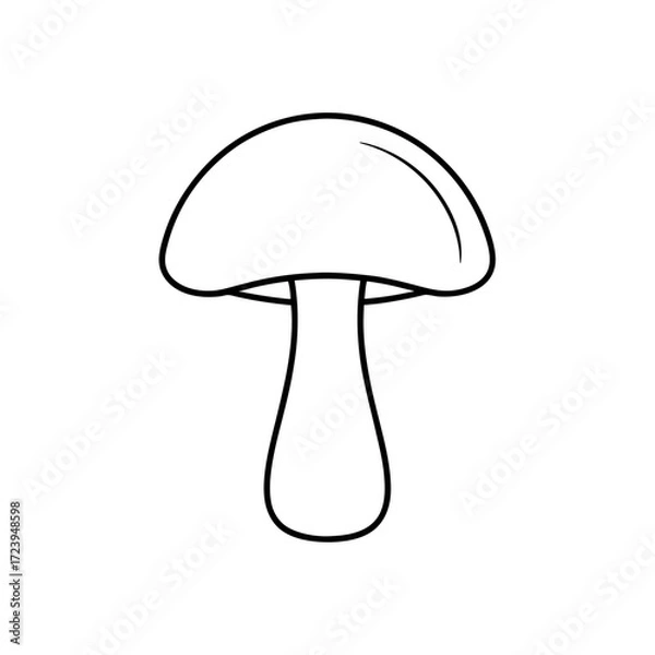 Fototapeta Simple outline drawing mushroom on transparent background